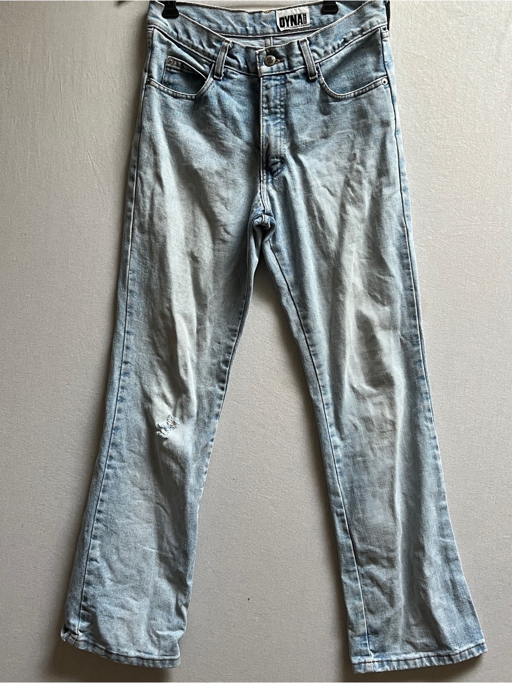 Vintage Dyna Light Wash Distressed Straight Leg Jeans Women's Size 28